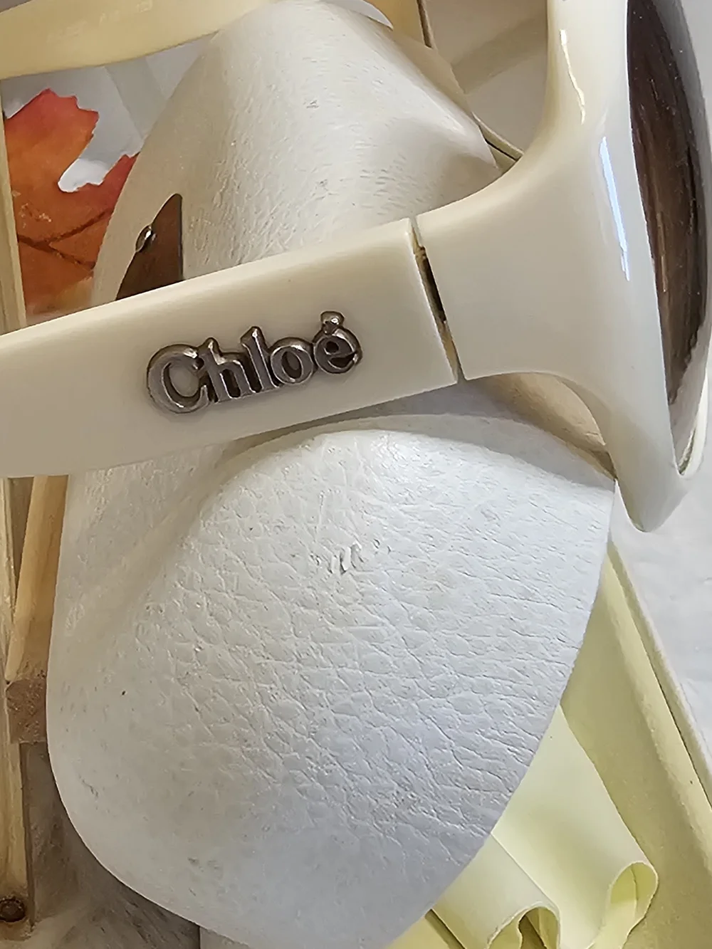 Chloe White Oversized Round Sunglasses with Brown Gradient Lenses